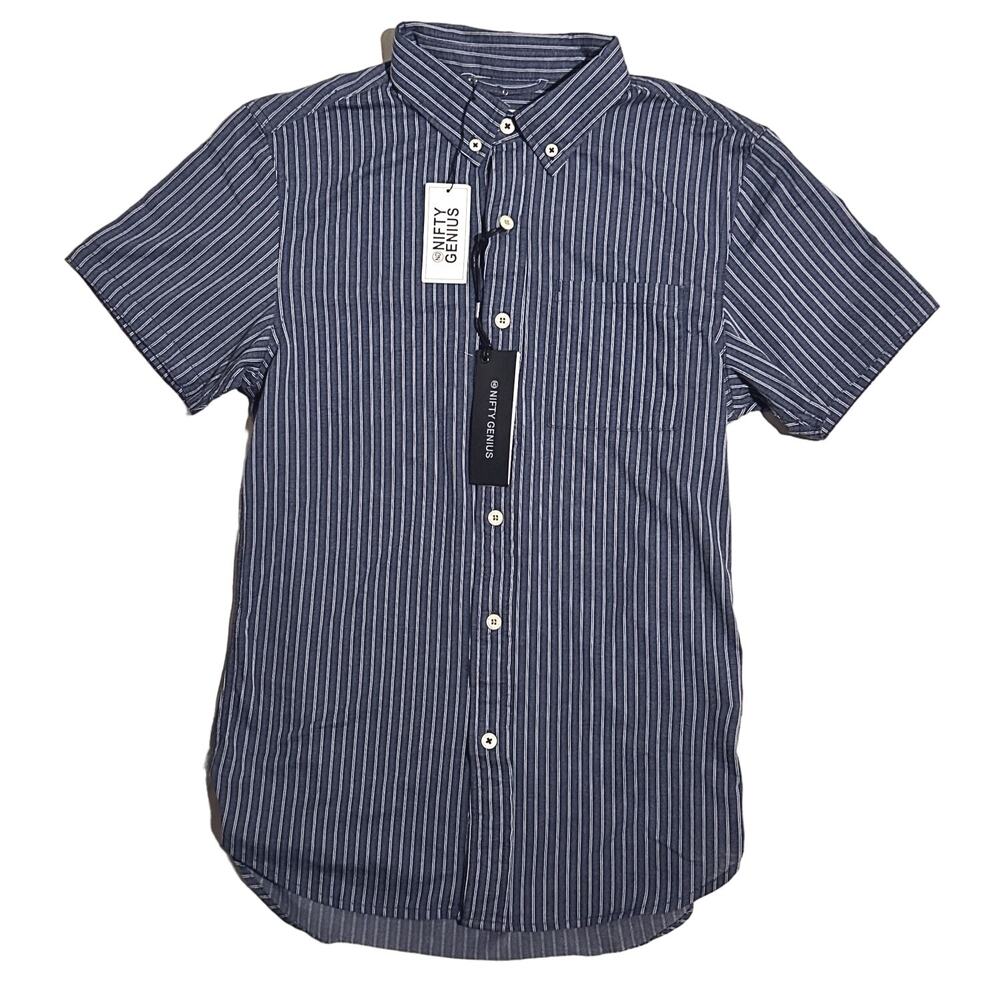NWT Nifty Genius Short Sleeve Button Down Striped Shirt XS